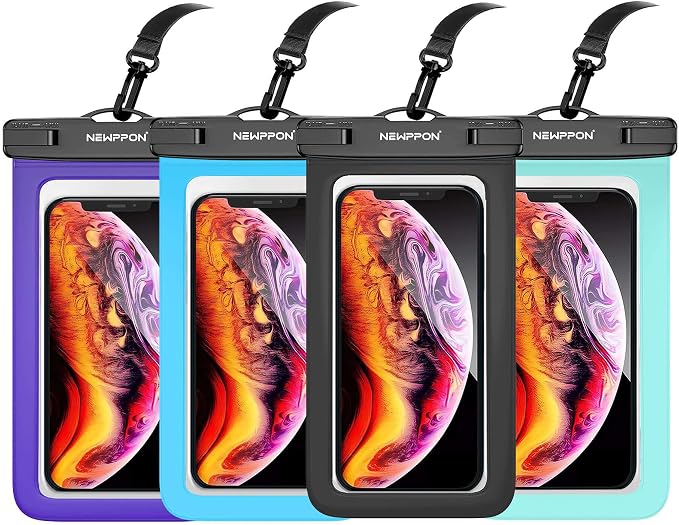 Waterproof Cell Phone Pouch : 4 Pack Float Clear Cell Holder Protector by Newppon