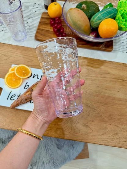 KLIFA- RIPPLE- 22.5 ounce, Acrylic Highball Drinking Glasses Cups, Stackable - Image 5