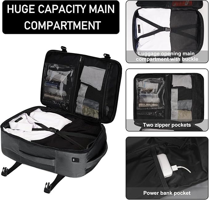 ECOHUB Travel Backpack 18x14x8 Spirit Airlines Personal Item Bag Carry On - Image 3