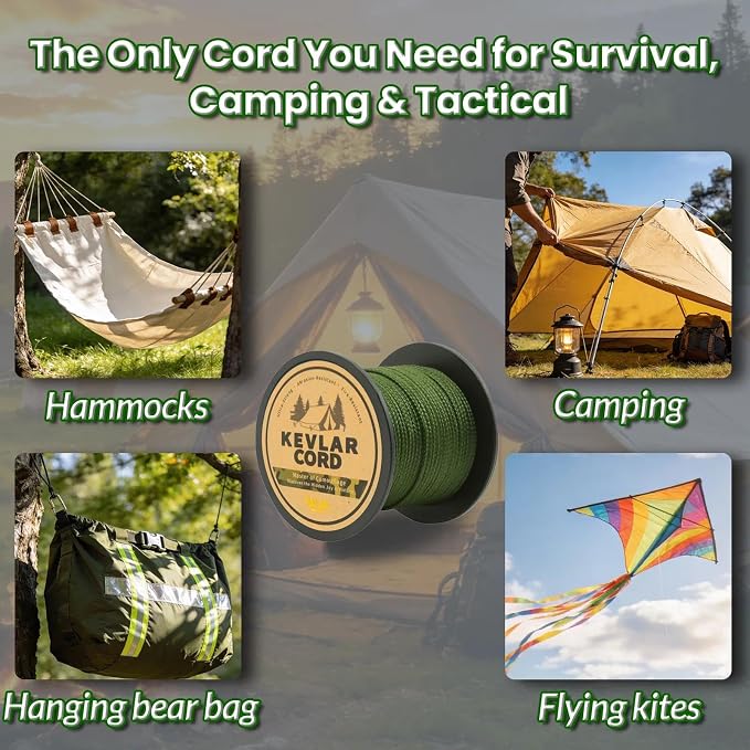 9KM DWLIFE Camo Green Kevlar Cord, High Strength, Ultralight, Abrasion - Image 8