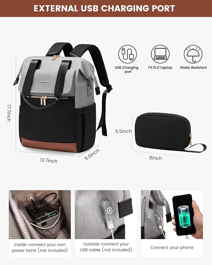 LOVEVOOK Laptop Backpack for Women, 15.6 Inch Work Laptop Bag - Image 4