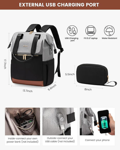 LOVEVOOK Laptop Backpack for Women, 15.6 Inch Work Laptop Bag - Image 4