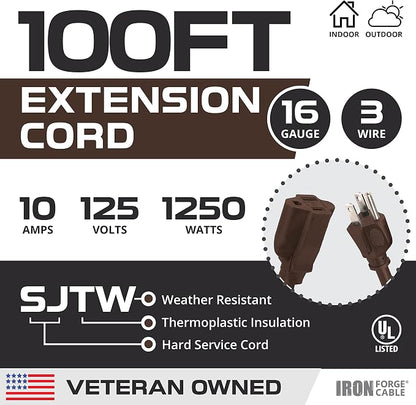 Iron Forge Cable Outdoor Brown Extension Cord 100 ft - Image 2