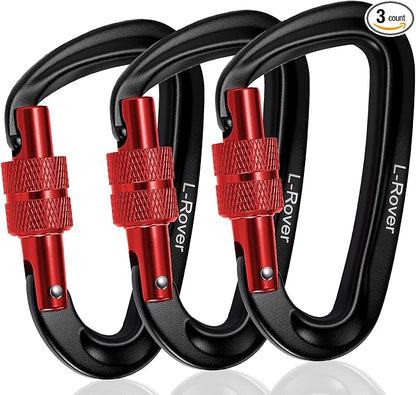 3 Heavy Duty Carabiner Clips 12kN-Lightweight Locking Carabiners by Ultra+Sturdy+Carabiner