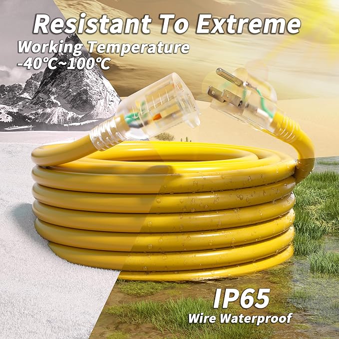 PlugSaf 25ft 12/3 Gauge Outdoor Extension Cord Waterproof - Image 7