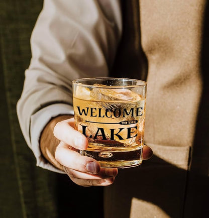 Nogrit Lake House Decor Gifts Whiskey Glasses 10 Oz, Welcome to the Lake - Image 4
