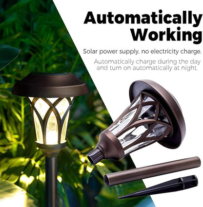 GIGALUMI 6 Pack Solar Pathway Lights Outdoor, Metal Glass & ABS Solar Landscape - Image 5