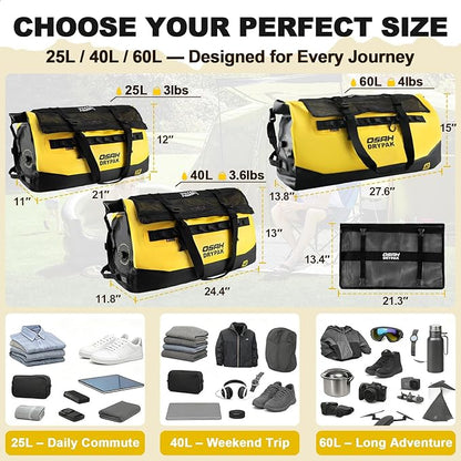 OSAH DRYPAK Waterproof Duffel Bag 25L/40L/60L – Heavy-Duty Motorcycle Tail Bag - Image 2