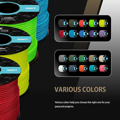 Abma Cord 2.4mm Paracord 275 100ft Nylon Rope 4 Strands Tactical Parachute Cord - Image 5