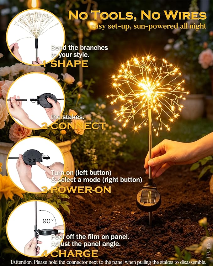 Solar Garden Lights Outdoor Yard Decorations, 8 Pack 150Leds Pathway Lights - Image 5