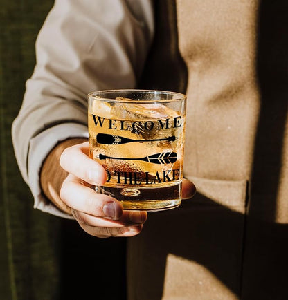 Nogrit Lake House Decor Whiskey Glasses 10 Oz, Welcome To The Lake, Beach Wine - Image 4