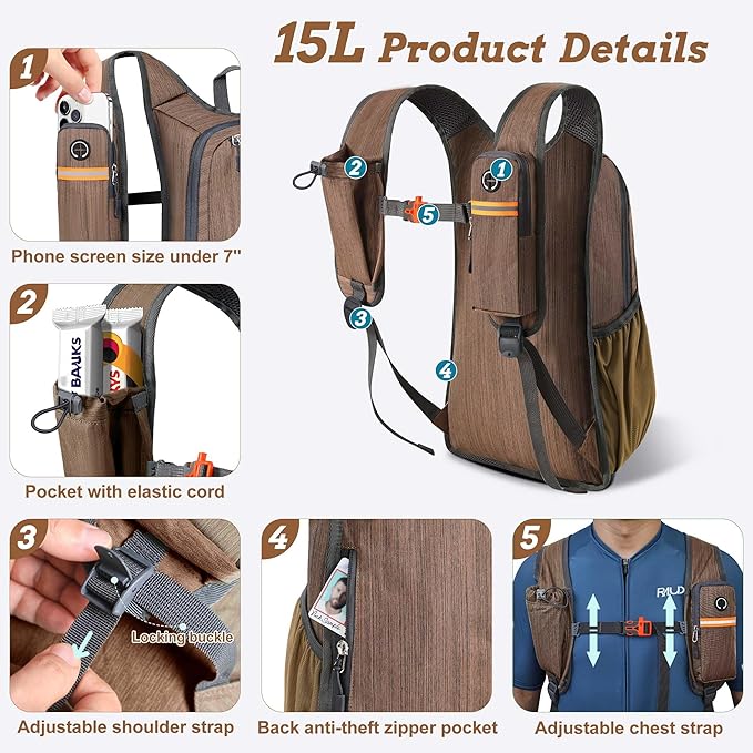 BECOJADDE 15L Small Hiking Backpack - Image 2