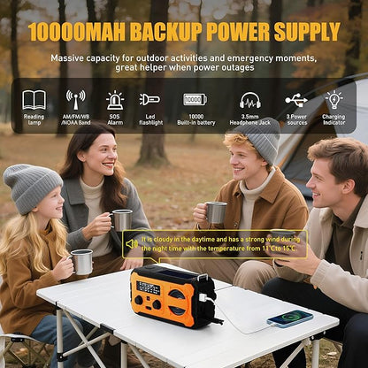 Hand Crank Emergency Radio, 10000mAh Weather Radio - Image 2
