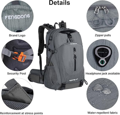 FENGDONG 40L Waterproof Lightweight Hiking, Travel Backpack - Image 5