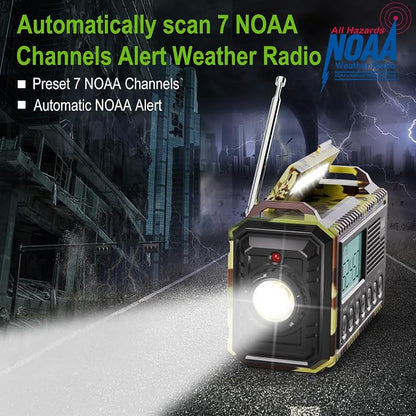 Raynic Weather Radio, 12000mAh Hand Crank Emergency Radio, 6 Ways Powered - Image 2
