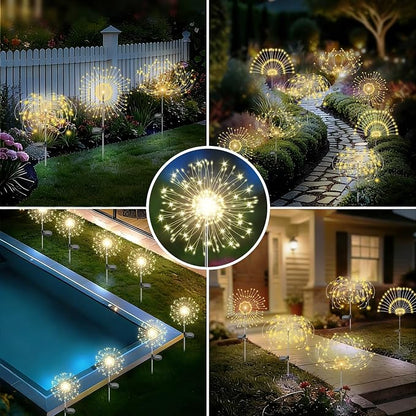 Solar Garden Lights Outdoor, 2 Pack 120 LED Twinkling Firework Lights Decorative - Image 5