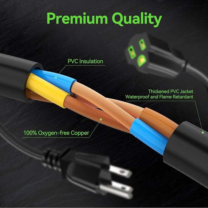 Power Extension Cord 15FT, 3 Prong Grounded Electric Extension Cable Outlet - Image 4