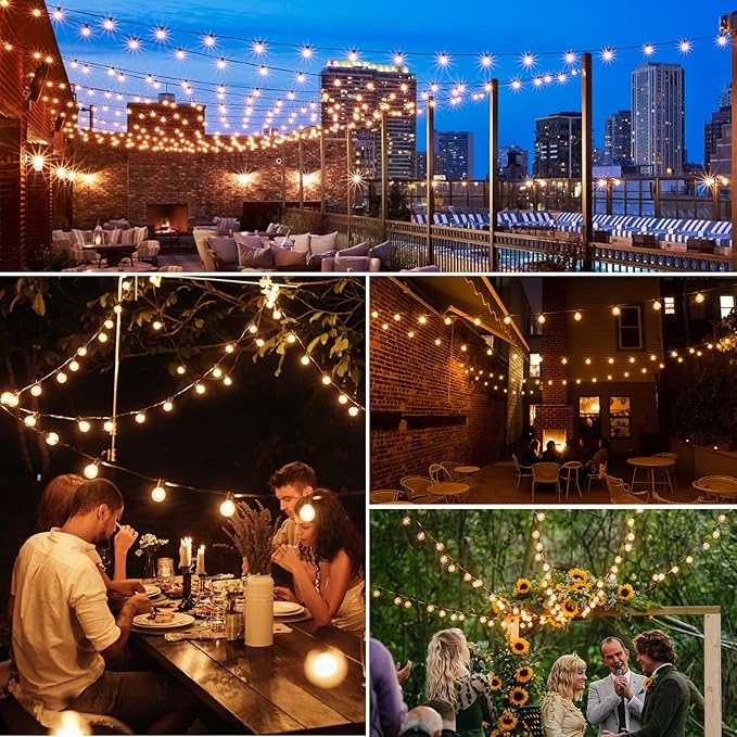 Mlambert 100Ft LED Outdoor String Lights, Dimmable Patio Lights, Waterproof - Image 8