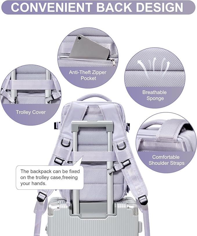 WONHOX Large Travel Backpack Carry on Flight Approved Laptop Work Business - Image 5