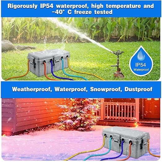 Hrensaw Medium Outdoor Electrical Box, IP54 Waterproof Extension Cord Cover w/6 - Image 5