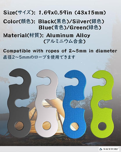 Rope Tensioner Aluminum Alloy Camping Tent Guyline Cord Adjuster Camping of Gear - Image 5