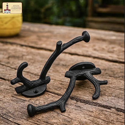 Mystic Colonial Rustic Cast Iron Wall Hooks, Heavy Duty Retro Utility Hooks - Image 3