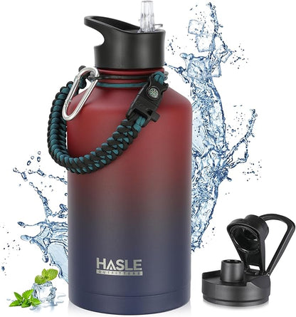 HASLE OUTFITTERS Half Gallon Insulated Water Bottles 64 oz, Stainless Steel by HASLEOUTFITTERS