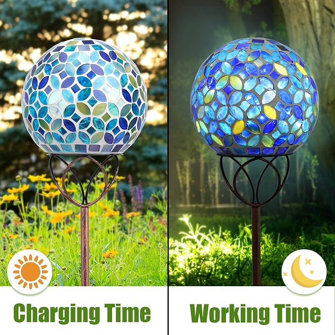 VCUTEKA Solar Outdoor Lights Garden Decor Mosaic Solar Garden Lights Waterproof - Image 4