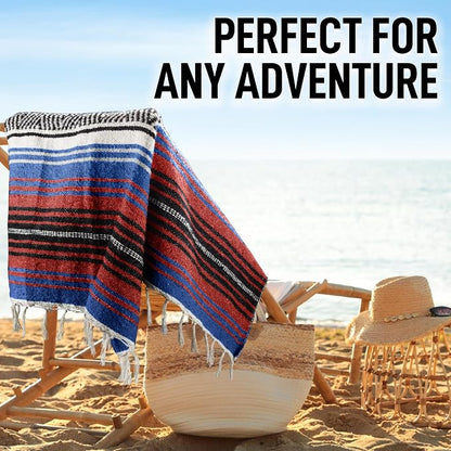 Hydration Nation Authentic Large Handwoven Mexican Striped Throw Blanket - Image 5