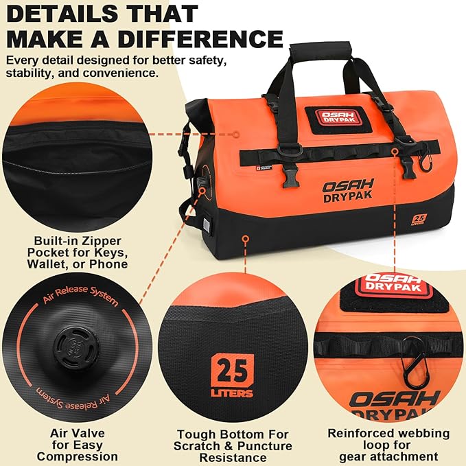 OSAH DRYPAK Waterproof Duffel Bag 25L/40L/60L – Heavy-Duty Motorcycle Tail Bag - Image 4