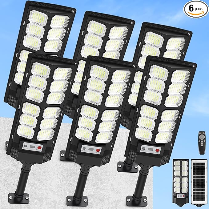 Solar Lights Outdoor Waterproof, 6500K 13000LM LED Dusk to Dawn Solar Street by IlluminateYourWorld