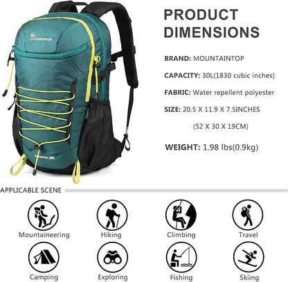 MOUNTAINTOP Hiking Backpack, 30L Camping Backpack, Men Women Hiking Daypack - Image 2