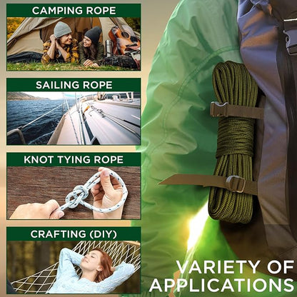 TECEUM Rope – 150 Feet x 1/4 Inch – Army Green – Strong All-Purpose Utility - Image 5
