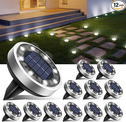 btfarm 12 Pack Solar Lights Outdoor, 8 LED Solar Ground Lights IP65 Waterproof by btfarmdecorativelighting