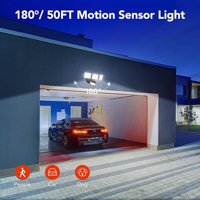 OREiN 2 Pack Motion Sensor Outdoor Flood Light, 30W 4500LM LED Security Light - Image 2