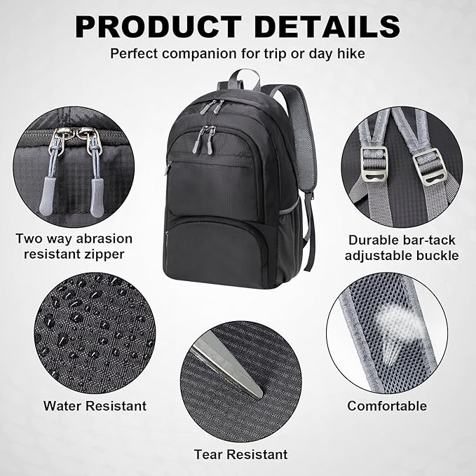 HOLYLUCK 20L Lightweight Packable Hiking Daypack Foldable Backpack - Image 4