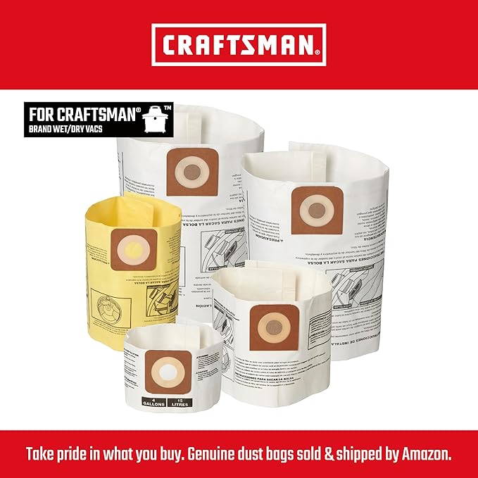 CRAFTSMAN CMXZVBE39970 Genuine Fine Dust Wet Dry Vac Dust Collection Bags - Image 5