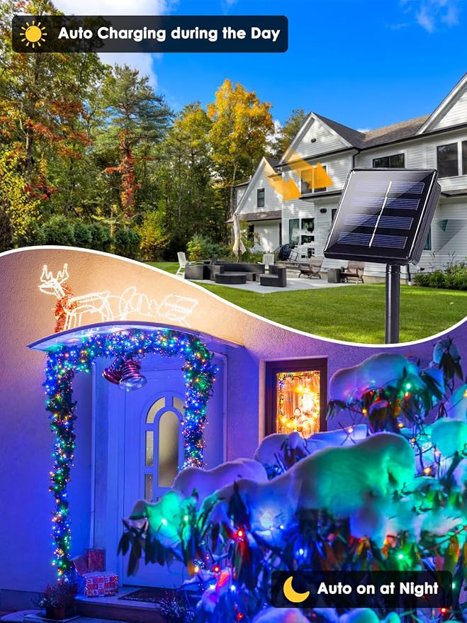 4 Pack 400 LED Solar Christmas Lights Outdoor, Solar String Lights - Image 2
