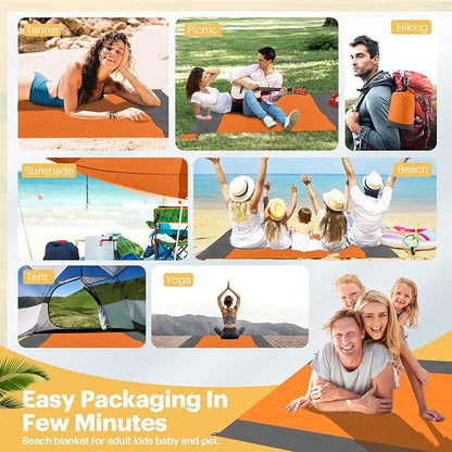 EASYFUN Beach Blanket Sandproof Oversized, Portable Picnic Mat - Image 6
