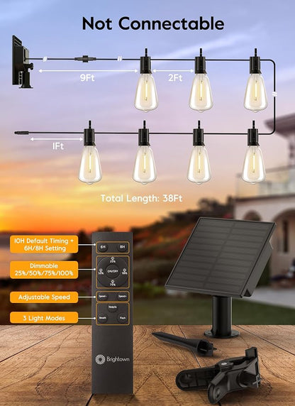 Brightown 38FT Solar String Lights Outdoor Waterproof - Image 6