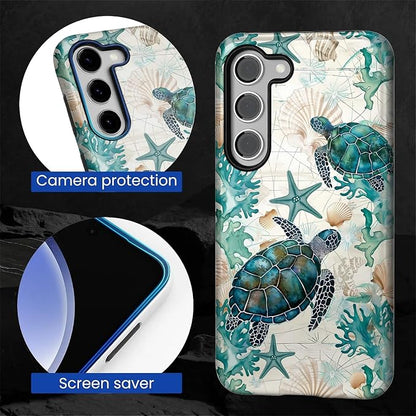 for Samsung Galaxy S23 Plus Case, HL2 Ocean Sea Turtle Nautical Map Hybrid 2 - Image 4