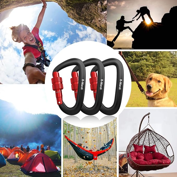 B-Mardi Carabiner Clips Heavy Duty 12kN-Lightweight Locking Carabiners - Image 4