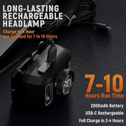 Upgraded Headlamp Rechargeable, Ultra Bright Headlight Flashlight - Image 4