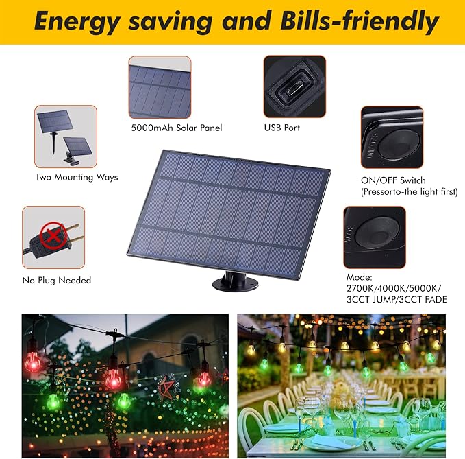 96FT Solar Outdoor String Lights - Image 5