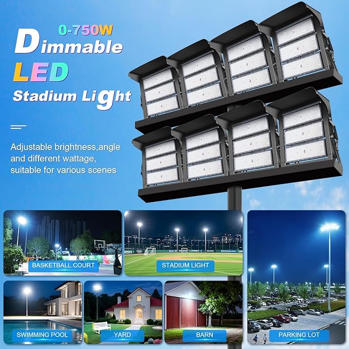 112500LM Led Stadium Light Dimmable 0-750w Super Bright Led Arena Flood Lights - Image 4