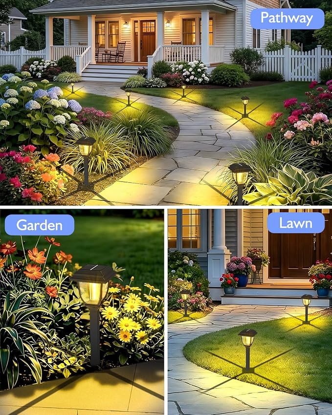 Solar Pathway Lights 12 Pack Mini Outdoor 3000K Bright Auto On/Off Solar Garden - Image 8