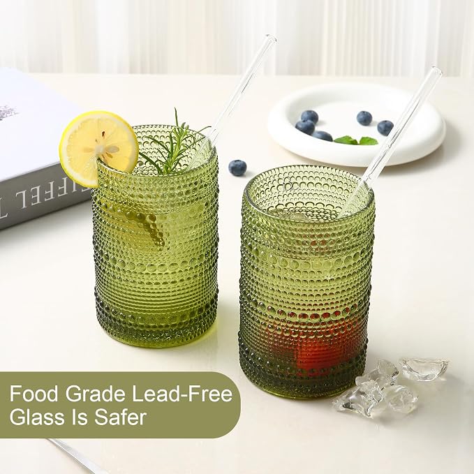 ZMOWIPDL Vintage Glassware Drinking Glasses Set of 6, 15 oz Hobnail Glass Cups - Image 4