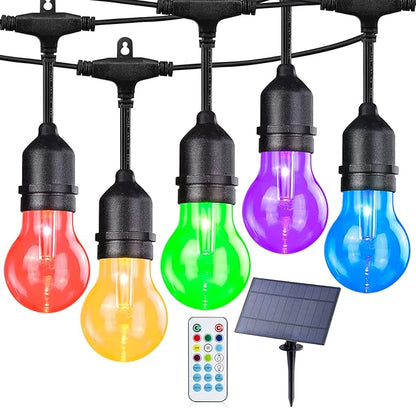Solar Outdoor RGB String Lights, 48FT Dimmable Patio Lights by IPStank
