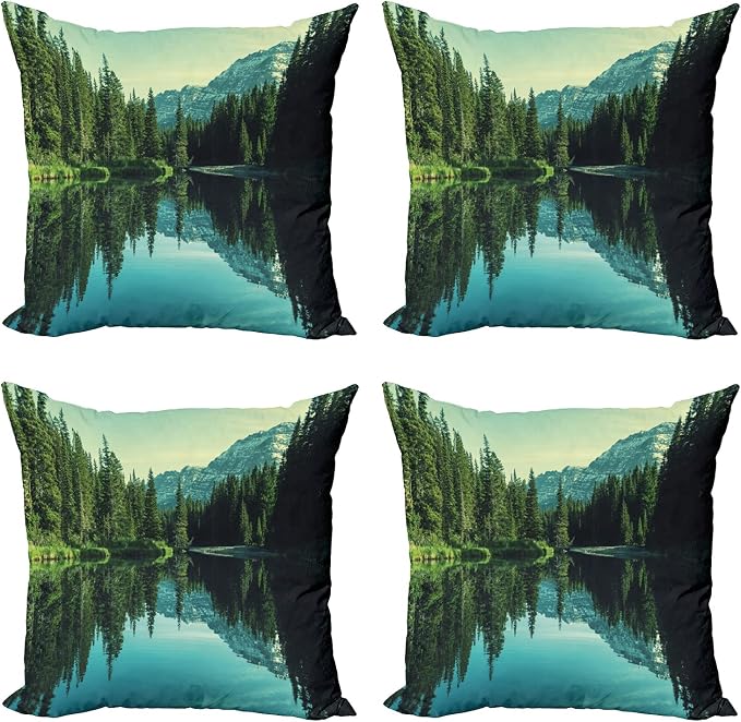Ambesonne Glacier National Park Throw Pillow Cushion Case Pack of 4, Tree and by Ambesonne