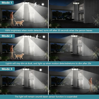 Solar Flood Lights Outdoor- 2800LM 200LED Solar Motion Sensor Lights, 3 Heads & - Image 2